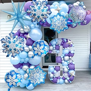 Kit de ballons flocon de neige hiver avec ballons étoile bleus et guirlande de ballons