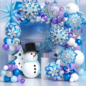 Kit arche de ballons flocon de neige avec ballons en latex bleu violet argent décor de fête