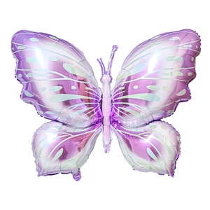 Purple butterfly aluminum foil balloon with laser finish for birthday party decoration