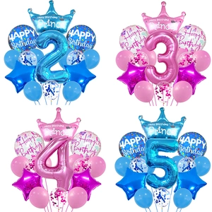 Birthday Balloon Kit Crown Foil Balloons Giant Number Balloons Baby Shower Decoration Prince Princess Theme
