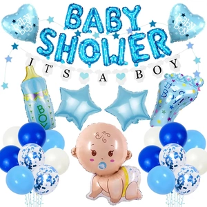 Kit ballons Baby Shower bleu avec ballons en aluminium et bannières It's A Boy