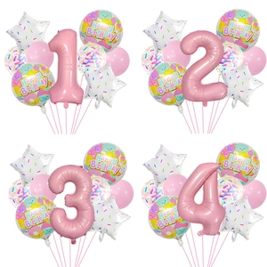 Candy Theme Balloon Aluminum Foil Latex Ice Cream Sweet Macaron Pink Birthday Celebration Decoration For Kids