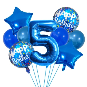 Kit ballons chiffre 5 bleu avec étoiles et ballons Joyeux Anniversaire pour 5ème fête
