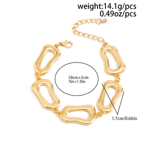 Massives goldfarbenes Gliederarmband mit Maßen 18cm plus 5cm und Gewicht von 14,1g Details