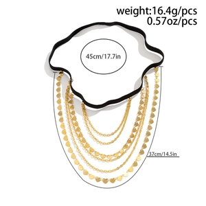 Detail of layered gold thigh chain with heart charms and elastic band, weight 16.4g