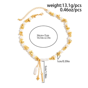Detailed size specifications for irregular pearl choker with star tassel pendant