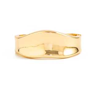 Bracelet manchette doré poli avec design minimaliste large et bords ondulés irréguliers