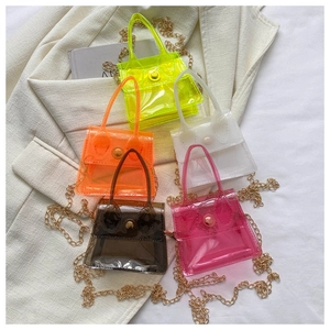 Détails de cinq couleurs de mini sacs à main en PVC transparent avec chaînes dorées