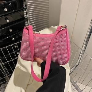 Borsa Ascellare Da Donna Alla Moda Con Strass Borsa Hobo In Pelle PU Lucida Per Feste Serate