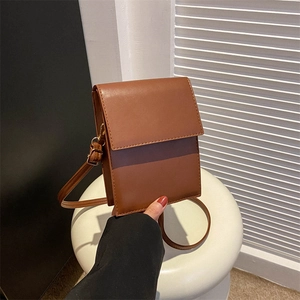 Minimalist PU Leather Crossbody Bag Small Rectangular Flap Shoulder Bag With Magnetic Buckle Casual Style For Women