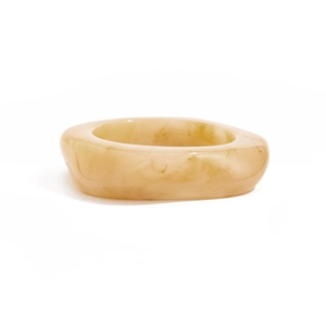 Irregular wide marble-patterned resin bracelet with creamy beige minimalist style