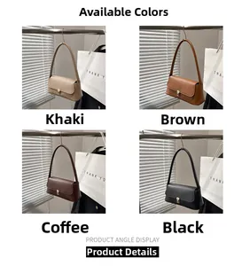 Detailed view of vintage baguette bags in khaki, brown, coffee, and black faux leather