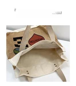 Interior view showing the large capacity and organized storage of the canvas tote bag