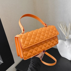 Women Quilted Small Square Bag PU Leather Rhombic Stitching Shoulder Crossbody Handbag Fashion Simple Street Daily Style