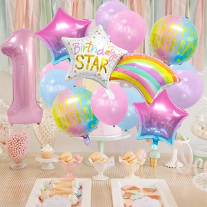 Set palloncini macaron a stella cadente con arcobaleno per decorazione festa di compleanno