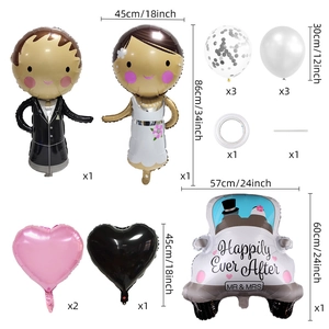 Kit de ballons de mariage avec mariés et voiture pour une décoration de fête romantique