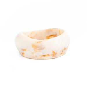 Retro marble texture resin bangle with irregular wavy edges in cream and amber finish
