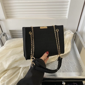 Borsa A Spalla In Feltro Goffratura Coccodrillo Tracolla Catena Dorata Piccola Scatola Quadrata Borsa Tracolla Casual Donna
