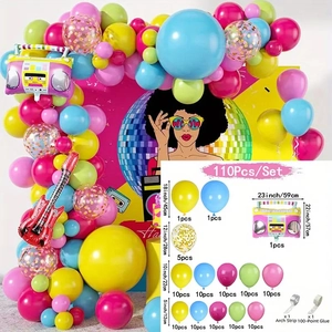 Detailed specification list for 110pcs music themed balloon arch kit with radio balloons