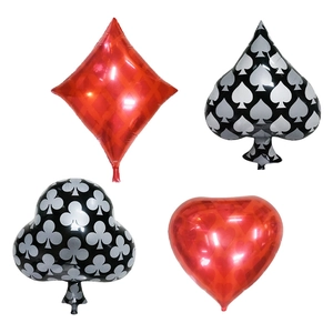 Set de globos de póker con formas de picas corazones tréboles y diamantes para fiesta
