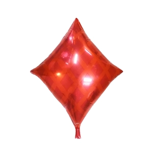 Globo de aluminio en forma de rombo rojo metalizado para decoración de fiestas de póquer