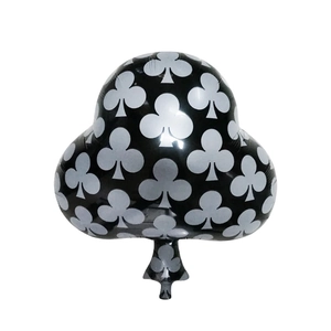 Globo de papel de trébol negro con patrones plateados para decoración de fiesta casino
