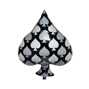Globo de papel de aluminio de picas de póker con diseño negro y plata para fiesta