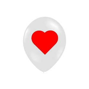 Globo de látex blanco con estampado de corazón rojo para fiestas románticas