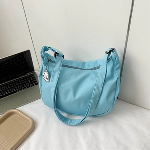 Sac Bandoulière Croissant Toile Velours Côtelé Sac À Main Sangle Réglable Joli Charme Chien Dessin Animé Femmes Décontracté