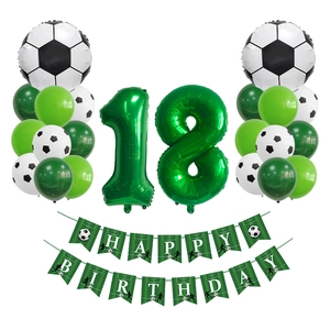 Kit Ballon Anniversaire 18 Ans Football avec Chiffres Géants et Bannière Happy Birthday