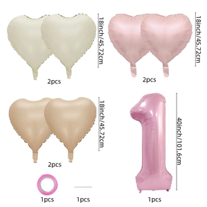 40-inch pink number 1 and macaron heart-shaped foil balloons kit for first birthday