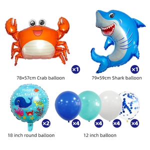 Sea animal balloon set with crab shark and happy birthday foil balloons for kids party