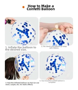 Step-by-step tutorial for inflating and creating blue sequin confetti balloons decoration