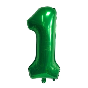 Green number 1 foil balloon with metallic finish for football theme birthday party décor