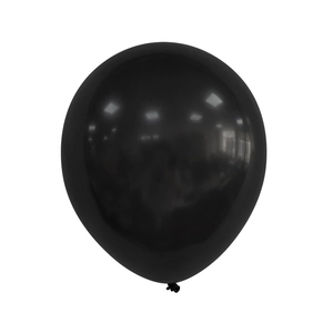 Glossy black latex balloon for soccer party decor with reflective surface on white background