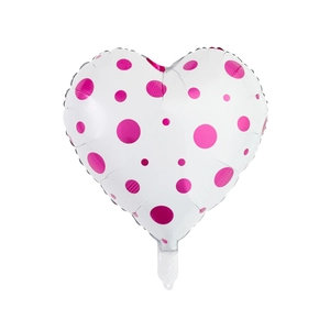 Pink polka dot heart-shaped foil balloon for romantic party and holiday decorations