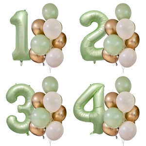 Number Balloons Sage Green Foil And Latex For Birthday Party Decoration Anniversary Avocado Green