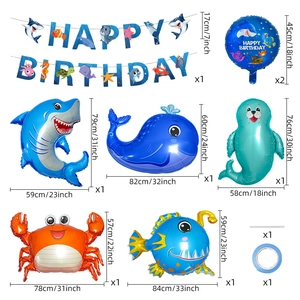 Set festa animali marini con palloncini squalo balena e striscione compleanno