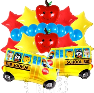Back To School Balloons Aluminum Foil Latex School Bus Apple Star Shapes Classroom Party Decorations Fun Colorful Welcome