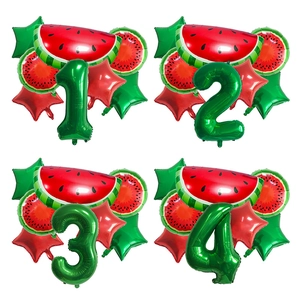 Summer Watermelon Theme Balloon Collection Foil Watermelon Slices Stars Balloons For Birthday Party Decorations Kids Birthday Summer Fruit Party Supplies