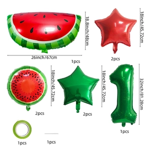 Watermelon theme balloon set with number one for kids first birthday party decoration