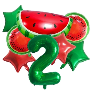 Watermelon theme balloon set for 2nd birthday with foil watermelon and number 2