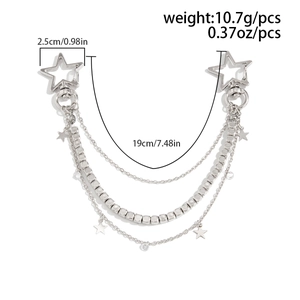 Silver multi-layer bag chain with star clasps, length 19cm and weight 10.7g shown