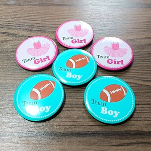 Lot de 6 badges de fête pour révélation du genre motifs Team Boy et Team Girl