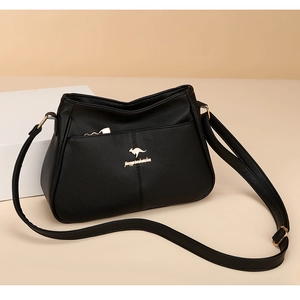 Elegant black lychee leather tote bag with golden kangaroo hardware for women