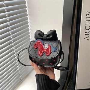 Mini PU Rauten Gesteppte Umhängetasche Für Damen Mädchen Pferdestickerei Schleife Herz Druck Schultertasche Mode Handtasche