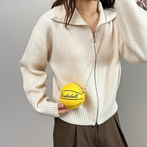 Bolso bandolera de baloncesto amarillo vibrante en cuero PU con cadena dorada