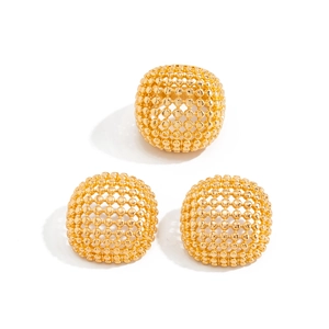 Chic hollow mesh ball ring set in gold plated finish featuring luxury geometric design