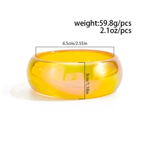 Dimensioni dettagliate del bracciale in resina arancione con diametro interno 6,5 cm