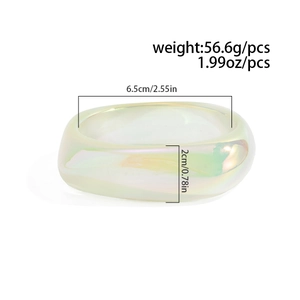 Dimensioni dettagliate del bracciale in resina geometrica con diametro interno di 6,5 cm